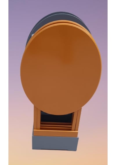 1448bng90127çanta Zigon Sehpa Oval Model Dörtlü Ahşap Mdf Hardal Ve Gri Renk Uyumu El Yapımı