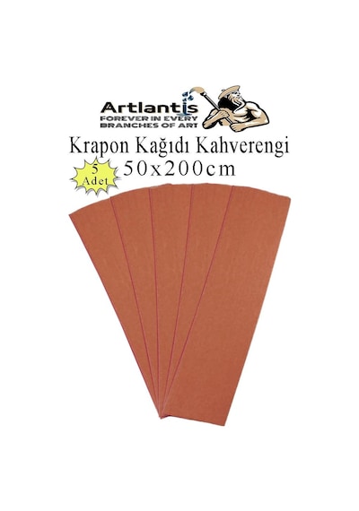 Krapon Kağıdı 50x200 Cm 5 Adet Renkli Grapon Kağıdı Okul Sınıf Etkinlik Kreş Okul Öncesi Kırapon Grafon Kahverengi