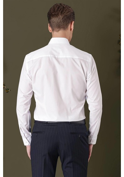 Efor Gk 711 Slim Fit Beyaz Klasik Gömlek Beyaz