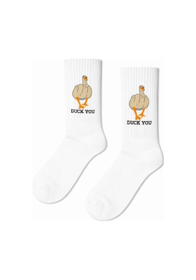 Carnaval Socks Duck You Yazılı Beyaz Tenis Çorap Çok Renkli