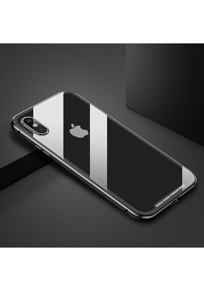 Baseus Apple Uyumlu iPhone Xs Max Arkasi Cam Manyetik Metal Frame Kilif 119550739 - Renk / Gümüs
