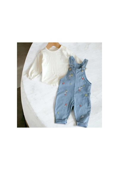 Altıntaş Baby Renkli Çiçek Nakışlı Kot Görünümlü Örme Kumaş Mevsimlik 2li Salopet Set Mavi Beyaz Mavi Beyaz Altıntaş Baby Renkli Çiçek Nakışlı Kot Görünümlü Örme Kumaş Mevsimlik 2li Salopet Set Mavi Beyaz Mavi Beyaz