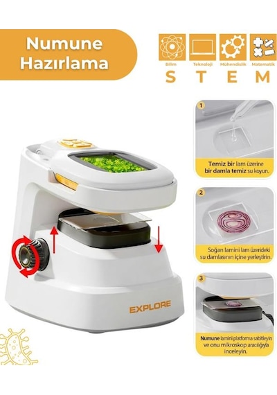 Temel 2si 1 Arada Dijital Mikroskop Seti 40x 1000x Yakınlaştırmalı, Hd Ekranlı Stem Kiti