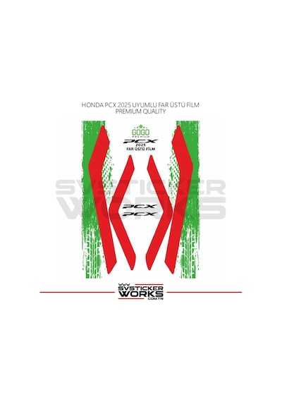 Honda Pcx Far Filmi Sticker Şeffaf Folyo 2025 İnce Model Kırmızı