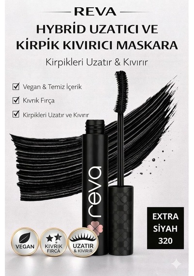 Uzatan Hibrit Maskara - Hybrid Length & Curl Mascara Extra Black - No: 320 - Vegan Temiz Içerik Çok Renkli