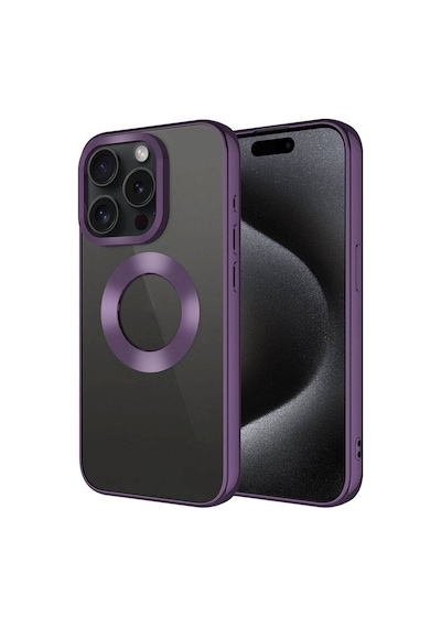 Kilifone - İphone 15 Pro Max Uyumlu Kılıf Kamera Çerçeveli Logo Gösteren Omega Kapak - Derin Mor - T29797