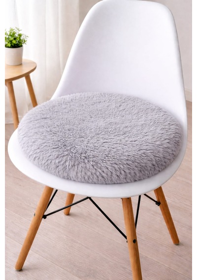 2 Adet Yuvarlak Sandalye Minderi 40cm Açık Gri