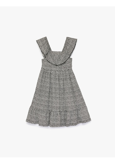 Koton Bürümcük Kumaş Midi Boy Fırfır Detaylı Çiçekli Kolsuz Elbise Siyah Desenli 6skg80037ak Bdl Koton Bürümcük Kumaş Midi Boy Fırfır Detaylı Çiçekli Kolsuz Elbise Siyah Desenli 6skg80037ak Bdl