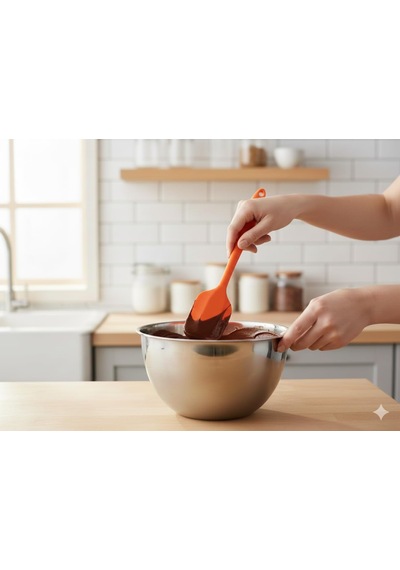 Silikon Spatula Ve Sıyırıcı, Tek Parça Tasarım 2, Turuncu Diğer