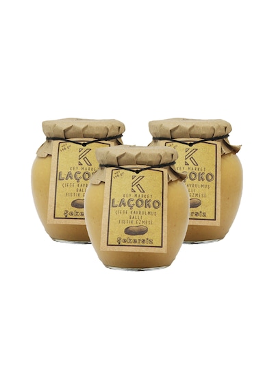 Laçoko Doğal Çifte Kavrulmuş Ballı Yer Fıstığı Ezmesi 3 x 350 G