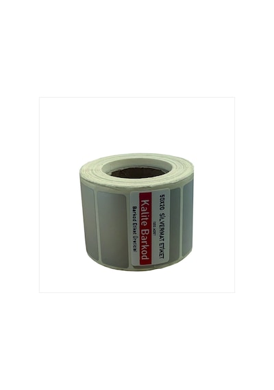 50x20 Silvermat Etiket | Rulo Metalize Demirbaş Etiketi