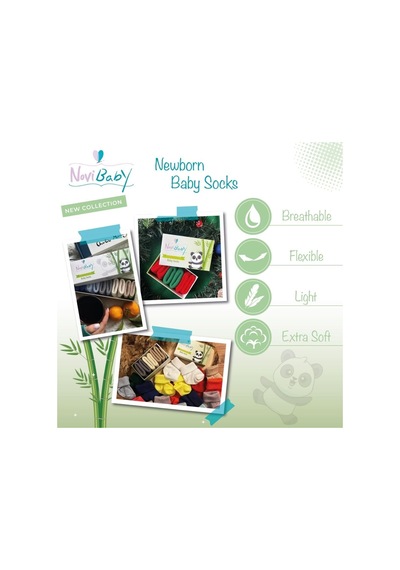 3'lü Bambu Yenidoğan Bebek Çorap Fresh, 6-12 Ay Bej - Çok Renkli