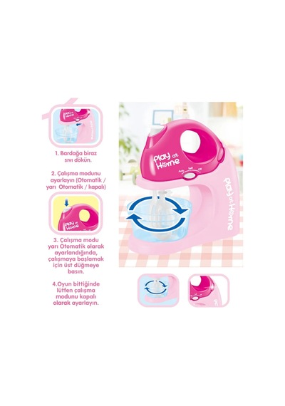 Pembe Hareketli Ve Sesli Oyuncak Mikser Evcilik Mutfak Oyunu 18x18 Cm