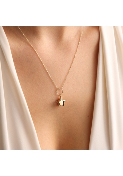 14 Ayar Altın Choker Kolye Yıldız Form