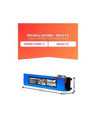Red Bull Racing - Race T.2 Uyumlu Batarya Yüksek Kapasite 36v 9.600mah Elektrikli Scooter Bataryası Çok Renkli