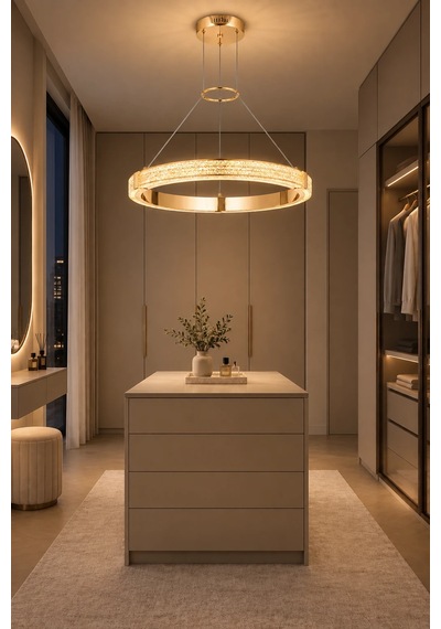 Modern Premium Gold Led Sarkıt Avize Salon Oturma Odası Yemek Odası Avizesi 38w 3 Renk Beyaz