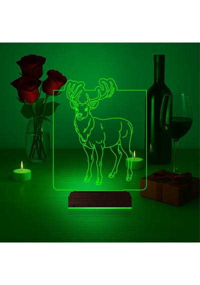 Luvivia Geyik 3d Lamba - Masa Gece Lambası Şeffaf