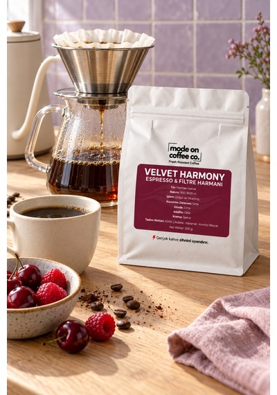 Velvet Harmony Filtre Ve Espresso Harmanı 200 Gr Natural Ve Yıkanmış Medium Kavrum - Filtre Makinesi İçin Öğütülmüş