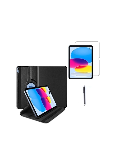 Apple Uyumlu iPad, A16 11.nesil A3354-a3355 Dönebilen Tablet Kılıfı + Ekran Koruyucu + Tablet Kalemi Kapaklı Kılıf