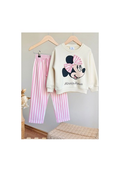 Phokaia Barbosa Sweatshirt Ve Canvas Dokuma Pantolon Kız Çoçuk Takım Pembe