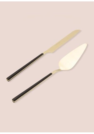 The Mia Bianco Pasta Servis Takımı Gold 2 Parça Ckb 0252