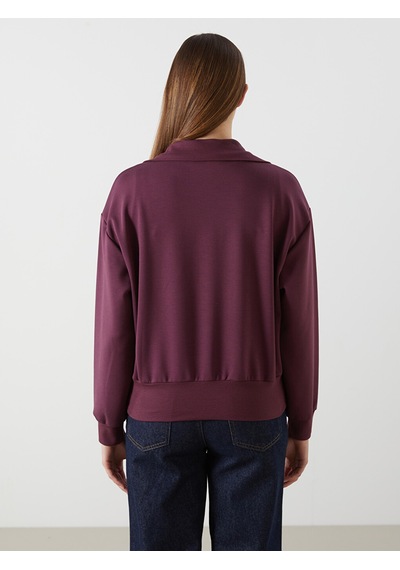 Lcwaıkıkı Classic Mürdüm Dik Yaka Oversize Kadın Sweatshirt