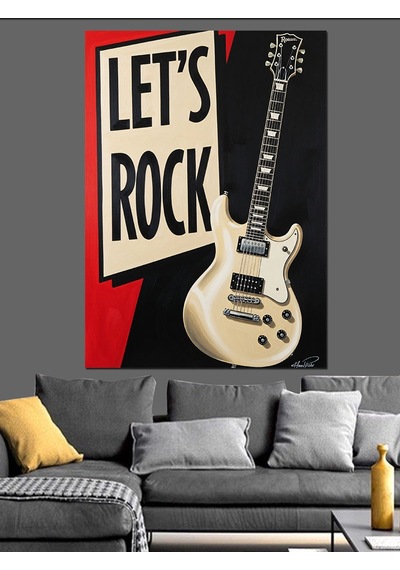 Ahşap Tablo Rock N Roll Gitar Müziği İstanbul Tabloları