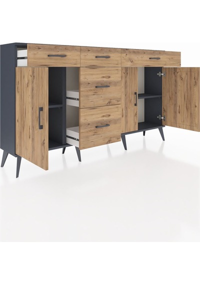 Arges Konsol 2 Raflı 5 Çekmeceli 3 Kapaklı 176x30x99 Antrasit-çam Atlas Çam - Antrasıt Arges Konsol 2 Raflı 5 Çekmeceli 3 Kapaklı 176x30x99 Antrasit-çam Atlas Çam - Antrasıt
