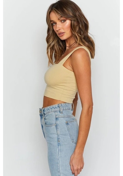 Madmext Mad Girls Bej Crop Mg1010-bej Bej