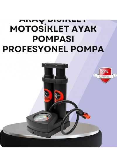 Basınç Göstergeli Ayak Pompası Bisiklet, Motosiklet Ve Araç Uyumlu