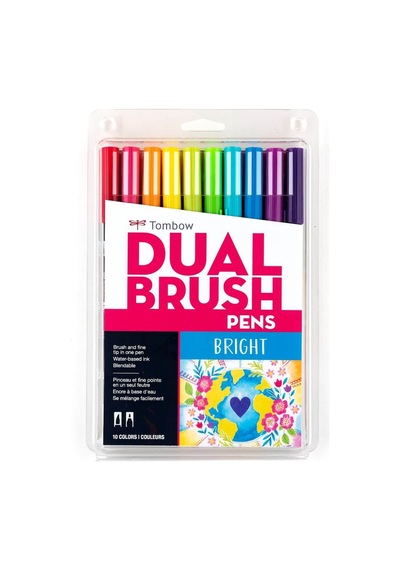 Tombow Abt Dual Brush Pen Grafik Kalemi 10'lu Set - Bright Parla