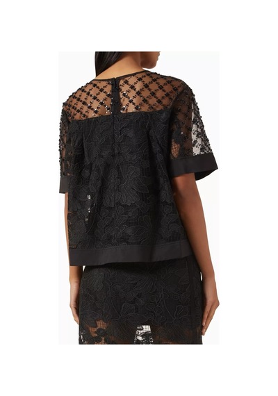 3.1 Phillip Lim Dantel Işlemeli Çiçekli Inci Detaylı Modern Romantik Üst Siyah