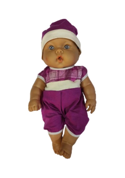 Oyuncak Et Bebek Mor Tulumlu Bebe Şapkalı 35 Cm No 6