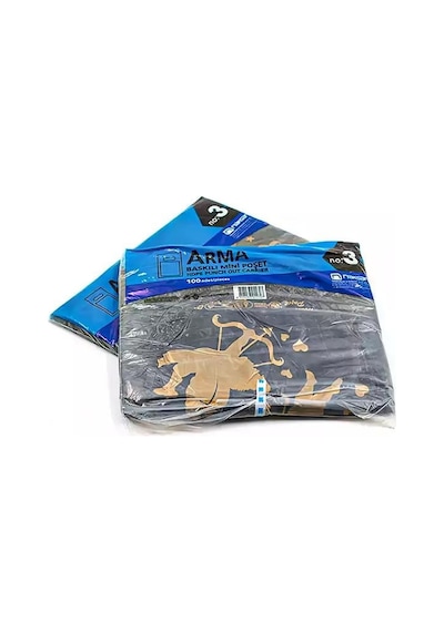 Arma Baskılı Mini Blok Poşet Torba No: 3 Siyah 3 x 100'lü 30 x 50 CM