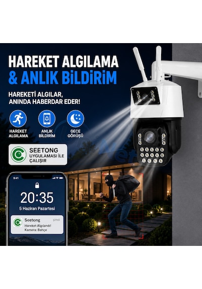 Uninet 42x Optik Zoom 8mp Çift Lensli Wifi Ptz Güvenlik Kamerası Gece Görüşü Ve 355 Dönebilen Ip Kamera