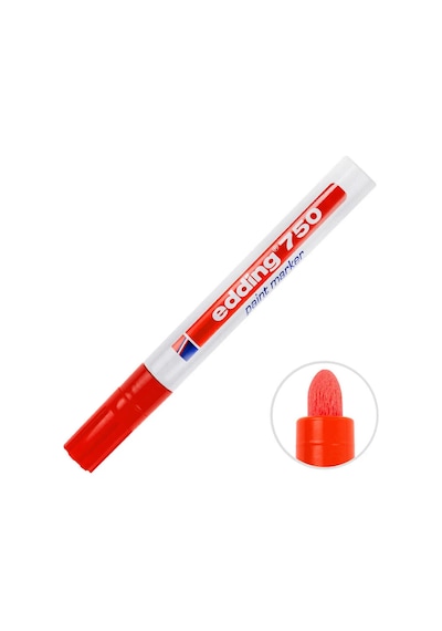 Edding 750 Yuvarlak Uç Kırmızı Opak Marker Kalem 2-4 MM 10'lu Paket