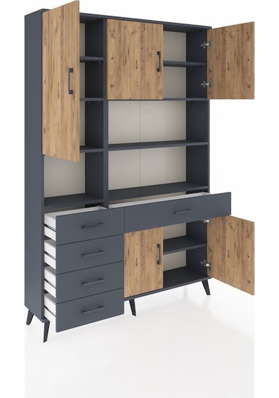 Arges Dolap 9 Raflı 5 Çekmeceli 5 Kapaklı 132x30x195 Antrasit-çam/antrasit Atlas Çam/antrasıt Arges Dolap 9 Raflı 5 Çekmeceli 5 Kapaklı 132x30x195 Antrasit-çam/antrasit Atlas Çam/antrasıt
