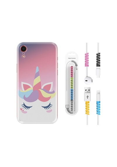 Apple Uyumlu iPhone XR Kılıf Kablo Koruyuculu Sweety Unicorn 1737