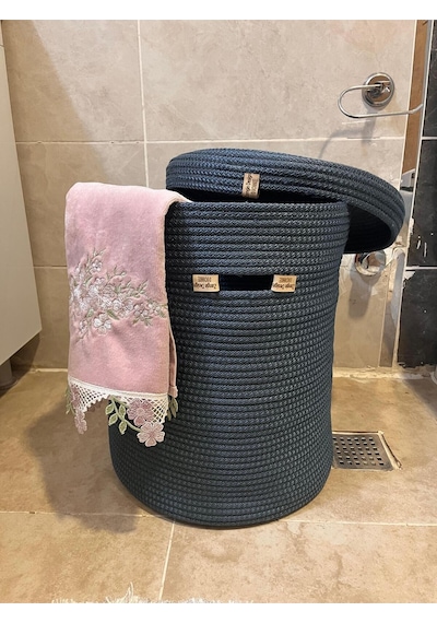 Zengin Design Home Banyo Camaşır Sepeti Zdh-051 Koyu Mavi