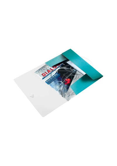 45990051 Wow A4 İnce Lastikli 3 Katlı Dosya, Metalik Buz Mavisi, 150 Sayfa Kapasiteli