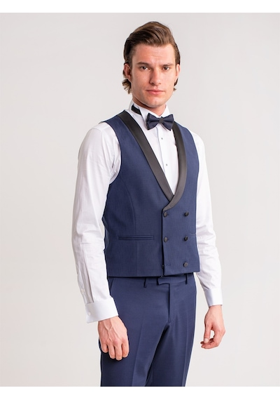 Dufy Lacivert Erkek Modern Fit Şal Yaka Smokin Takım - 61328 Lacivert