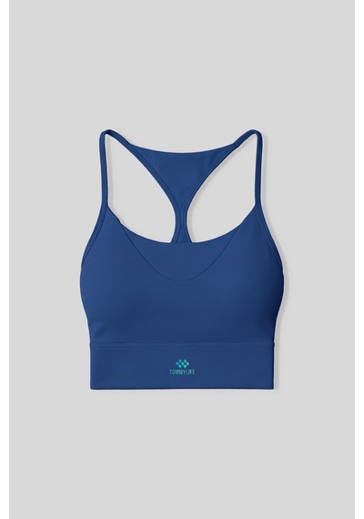 Tommy Life İndigo Standart Fit Baskılı Sırt Detaylı Kadın Spor Büstiyer - 97300