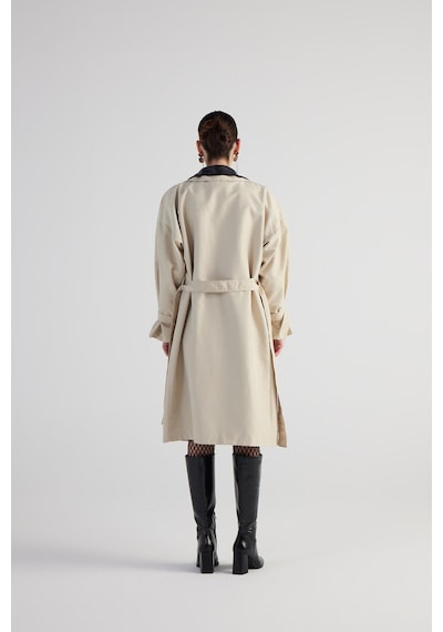 Holly Lolly Maxi Boy Kemerli Cloak Trençkot Bej