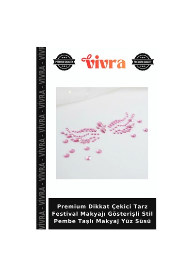 Premium Dikkat Çekici Tarz Festival Makyajı Gösterişli Stil Pembe Taşlı Makyaj Yüz Süsü