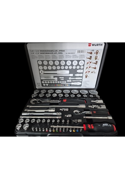 Yüksek Kalite Würth Zebra 1/4+1/2 İnç Lokma Anahtarı Seti 59parça