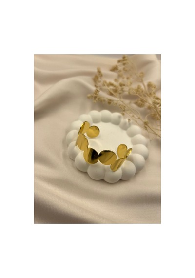 Lunarie Altın Renk Modern Oval Plaka Detaylı Kadın Bilezik