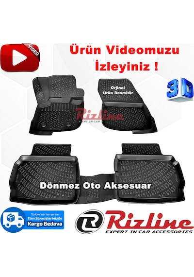 Ford Mondeo 3D Paspas Havuzlu Siyah 2014-2019 Arası 4 Prç Rizline