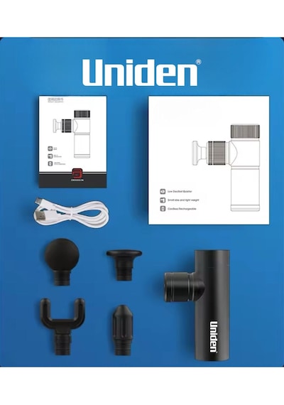 Uniden X90 48 Watt 4 Başlıklı Mini Masaj Tabancası Siyah