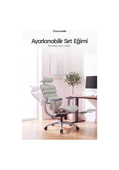 Rosso Ergonomik Çalışma Koltuğu - Su Yeşili
