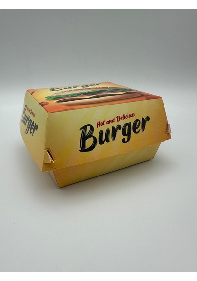 Baskılı Hamburger Kutusu 12,5x12,5x9 Cm 100 Adet